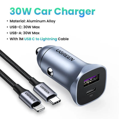 UGREEN Car Charger Type C Fast USB Charger